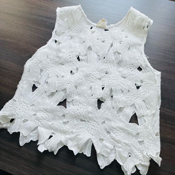 Caution the the Wind White Appliqué Crop Top - Picture 4 of 14